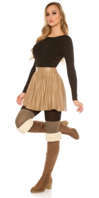 Fuste mini Sexy piele ecologica pleated