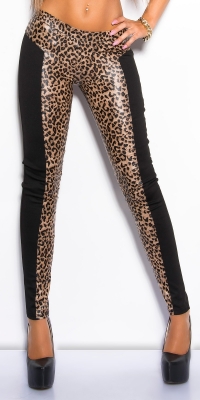 Pantaloni colanti sexy cu aspect lucios imprimeu leopard