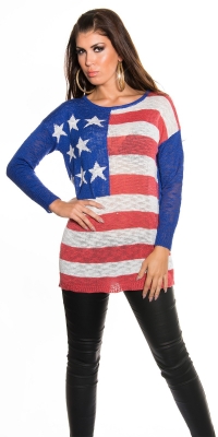 Pulovere Cool larg tricot cu US-imprimeu