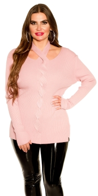 Pulovere marimi mari fashion ribbrd cu neck holder