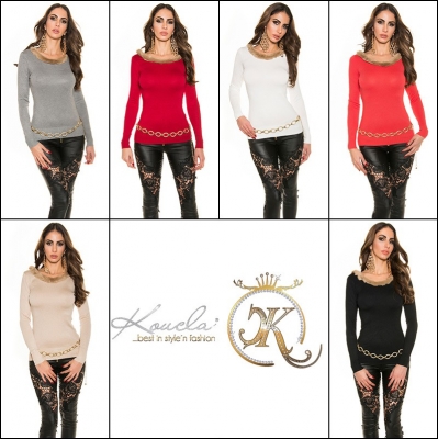 Pulovere SexyBack fashion tricot fin cu fake fell