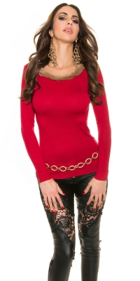 Pulovere SexyBack fashion tricot fin cu fake fell