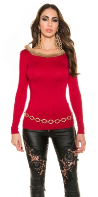 Pulovere SexyBack fashion tricot fin cu fake fell
