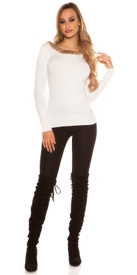 Pulovere SexyBack fashion tricot fin cu fake fell