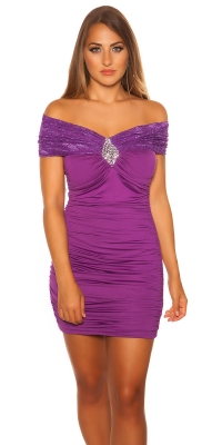 Rochie mini sexy cu dantela si pietricele stralucitoare