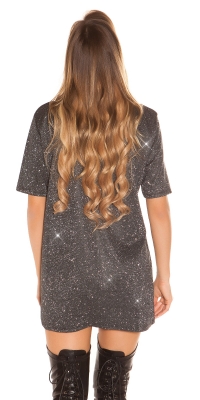 Rochie tip camasa la moda LeT s de petrecere cu sclipici