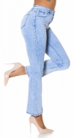 Blugi la moda cu talie inalta acid wash