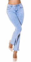 Blugi la moda cu talie inalta acid wash
