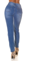Blugi Sexy cu talie inalta aspect uzat Mom