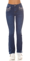 Blugi Sexy cu talie inalta Bootcut sclipici detaliu