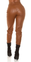 Blugi Sexy cu talie inalta Boyfriend in piele ecologica