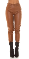 Blugi Sexy cu talie inalta Boyfriend in piele ecologica