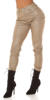 Blugi Sexy cu talie inalta Boyfriend in piele ecologica