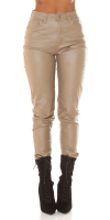 Blugi Sexy cu talie inalta Boyfriend in piele ecologica