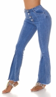 Blugi Sexy cu talie inalta evazati decorative seam