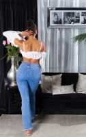 Blugi Sexy cu talie inalta evazati decorative seam