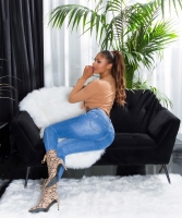 Blugi Sexy cu talie inalta Push Up aspect uzat