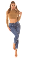 Blugi Sexy cu talie inalta Push-Up sclipici