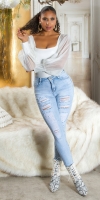 Blugi Sexy cu talie inalta rupturi 