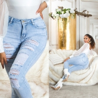 Blugi Sexy cu talie inalta rupturi 