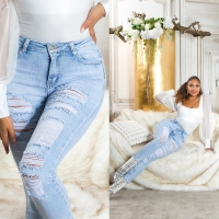 Blugi Sexy cu talie inalta rupturi 