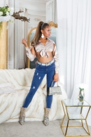 Blugi Sexy Musthave cu talie inalta Push-Up aspect uzat