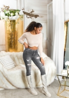 Blugi Sexy Musthave cu talie inalta Push-Up aspect uzat