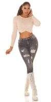 Blugi Sexy Musthave cu talie inalta Push-Up aspect uzat