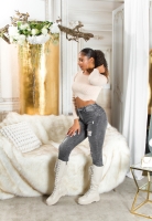 Blugi Sexy Musthave cu talie inalta Push-Up aspect uzat