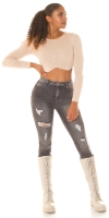Blugi Sexy Musthave cu talie inalta Push-Up aspect uzat