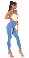 Blugi skinny Sexy cu talie inalta rupturi Push Up Effect