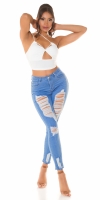 Blugi skinny Sexy cu talie inalta rupturi Push Up Effect