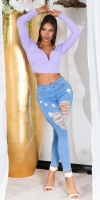 Blugi skinny Sexy cu talie inalta Push Up rupturi