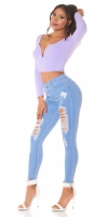 Blugi skinny Sexy cu talie inalta Push Up rupturi