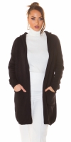 Cardigan la moda larg cu gluga
