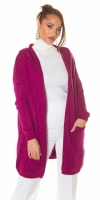Cardigan la moda larg cu gluga