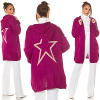 Cardigan la moda larg cu gluga