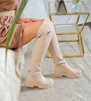 Cizme la moda Musthave cu striatii flat peste genunchi