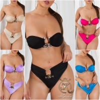 Costum de baie in doua piese sexy 2Piece Set cu auriu detaliu