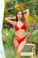 Slip Costum de baie in doua piese sexy cu talie inalta decupaje