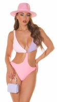 Costum de baie intreg sexy cu Colorblocking