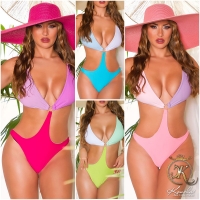 Costum de baie intreg sexy cu Colorblocking