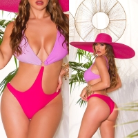 Costum de baie intreg sexy cu Colorblocking