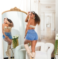 Fusta pantaloni Blugi cu talie inalta Sexy nasturi