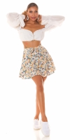 Fusta pantaloni Sexy cu imprimeu floral & curea care se leaga