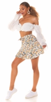 Fusta pantaloni Sexy cu imprimeu floral & curea care se leaga