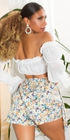 Fusta pantaloni Sexy cu imprimeu floral & curea care se leaga