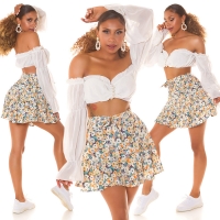 Fusta pantaloni Sexy cu imprimeu floral & curea care se leaga