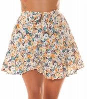 Fusta pantaloni Sexy cu imprimeu floral & curea care se leaga