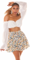 Fusta pantaloni Sexy cu imprimeu floral & curea care se leaga